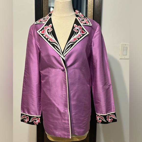 Vintage Bob Mackie Wearable Art Silk Blazer. Size M/L - Picture 2 of 10